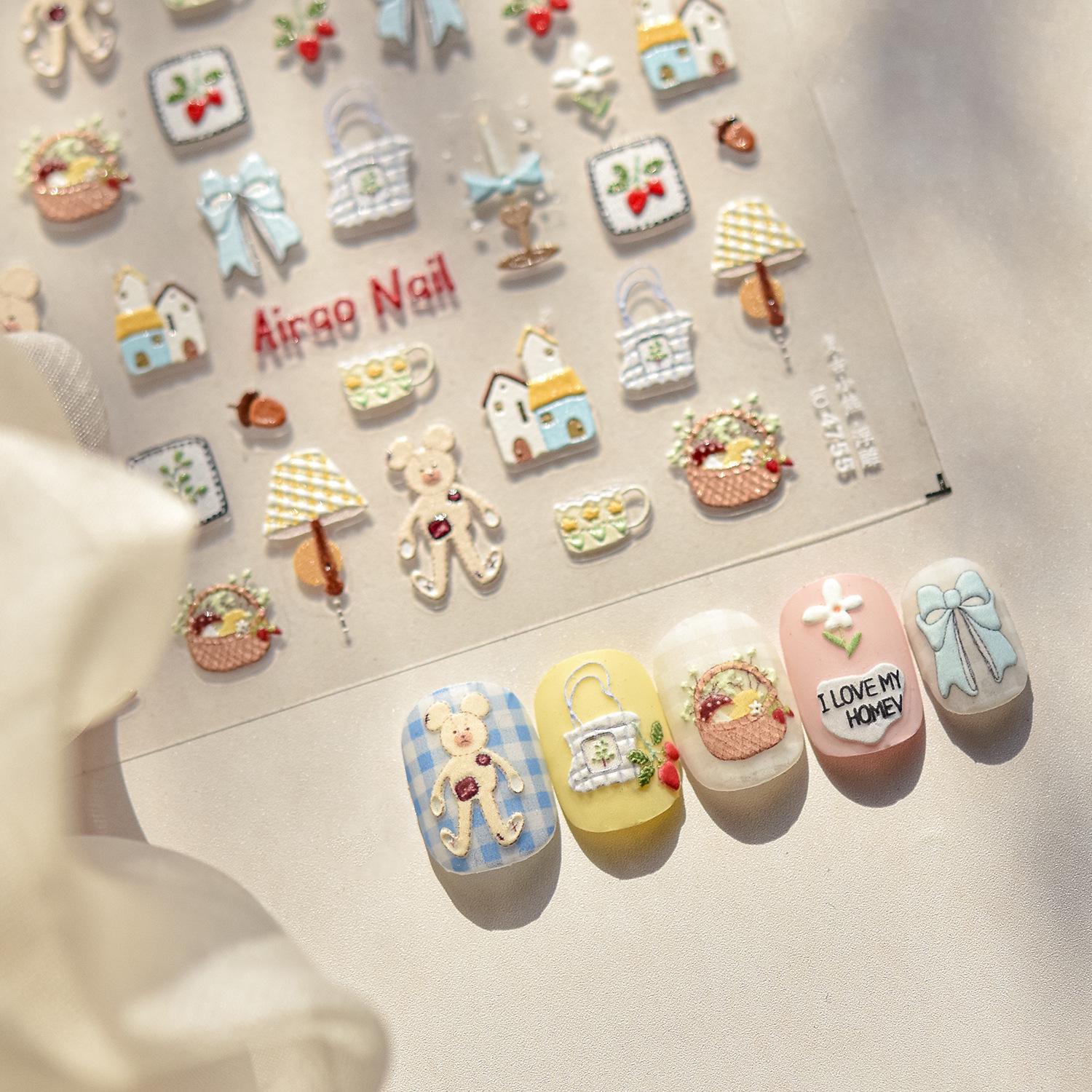 

Tomoni Retro Teddy Bear Nail Art Stickers: Popular Japanese Stationery for Kids