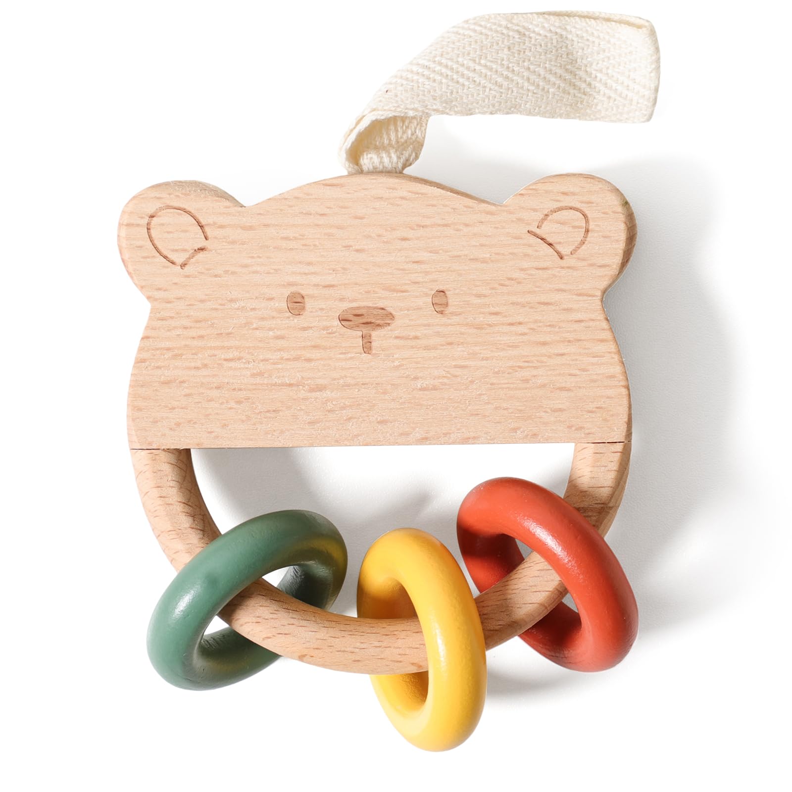 

Promise Babe Wooden Rattle for Bear Wooden Rocking Toy for Baby Shower Present for Grasping Gift for Newborns Babies, Rattle, Sound, Newborns, Gift,