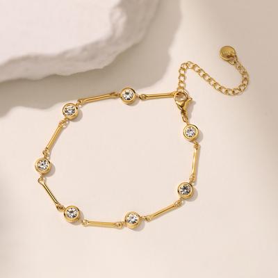 Trendy Silver/Gold Color 316L Stainless Steel CZ Zircon Bracelets for Women High Quality Non-Fading Jewelry Female