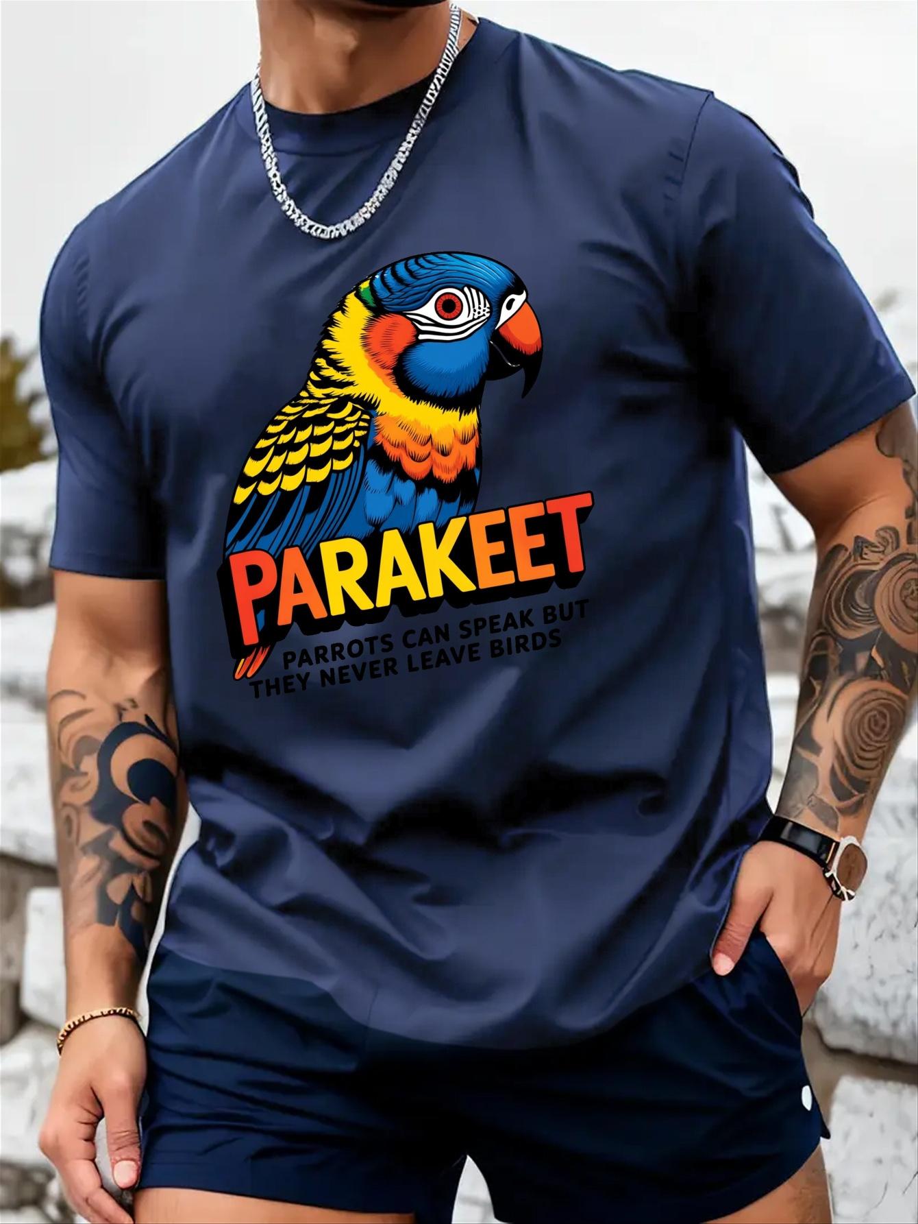 lie Funny Parrot Graphic T-shirt - Parakeet Saying Tee - Lightweight Breathable Cotton Blend Shirt for Gym XXXL