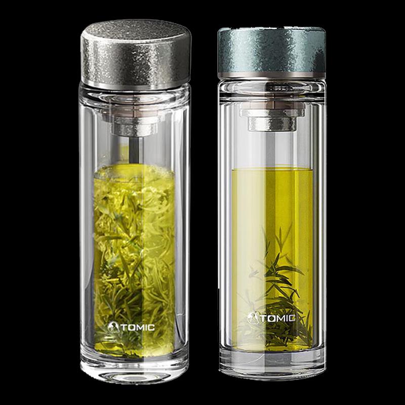 TOMIC Double Layer Antibacterial Glass Titanium Lid Cup