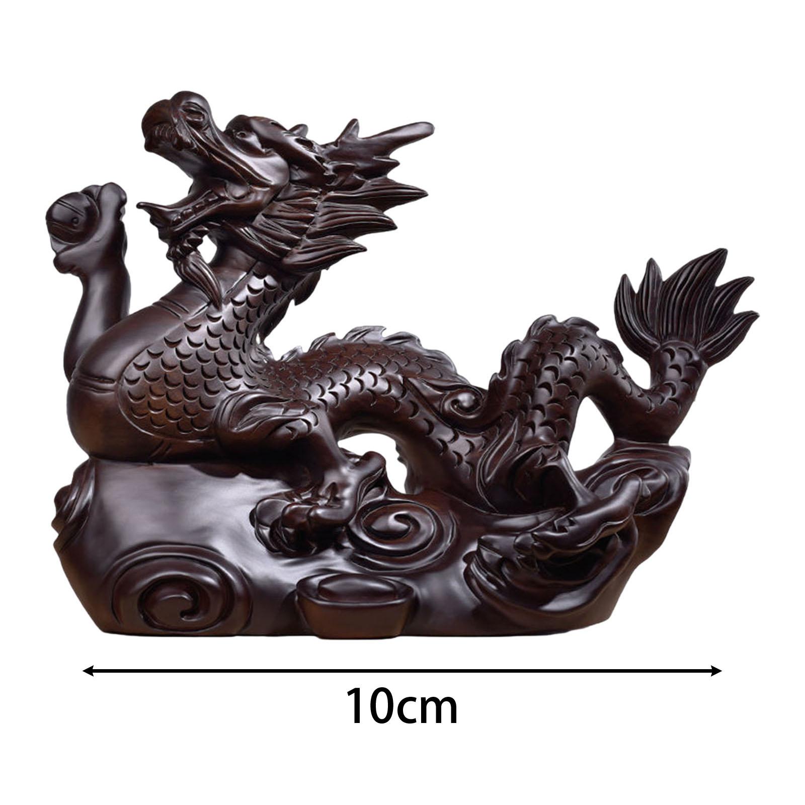 

Wooden Carving Chinese Dragon Figurine Fengshui Decoration 3.9inch Long Souvenir Spring Festival for Desktop Decor Lifelike