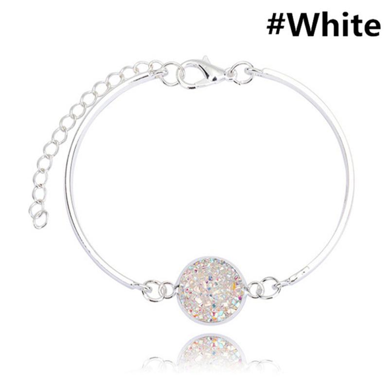 Natural Vintage Druzy Geode Stone Jewelry Rhinestone Pave Bracelets Druse