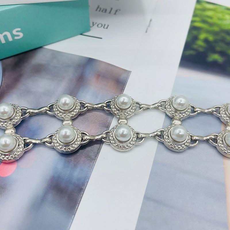 Pearl Waist Chain For Women Silver Water Diamond Necklace Summer Fashion Accessory