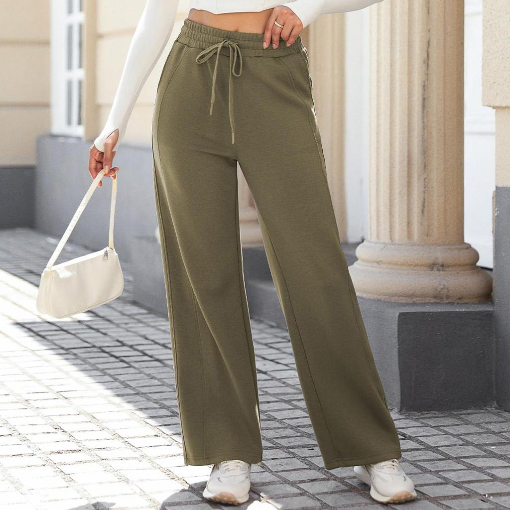 Dámské joggingové kalhoty s vysokým pasem a kapsou, tepláky, kalhoty jednobarevné, ležérní kalhoty