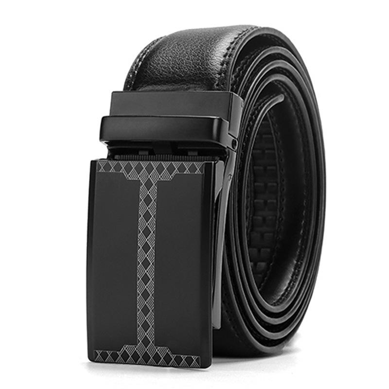 

Мужской ремень из коровьей кожи с автоматической пряжкой, повседневный зеленый деловой ремень 120cm