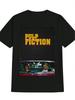 Pulp Fiction Graphic T-shirt - Black Casual Crew Neck Tee with Bold Yellow & Red Print