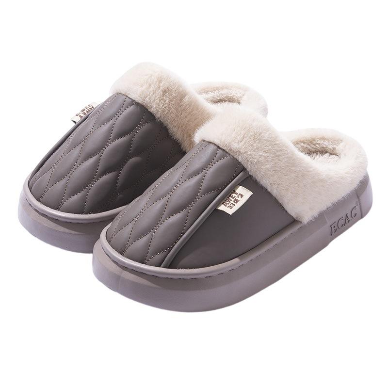 

Водонепроницаемые хлопковые тапочки женские зимние новые бархатные теплые хлопковые тапочки для пары хлопковая обувь на платформе нескользящая обувь 38-39 [Recommended 37-38 foot wear] коричневый