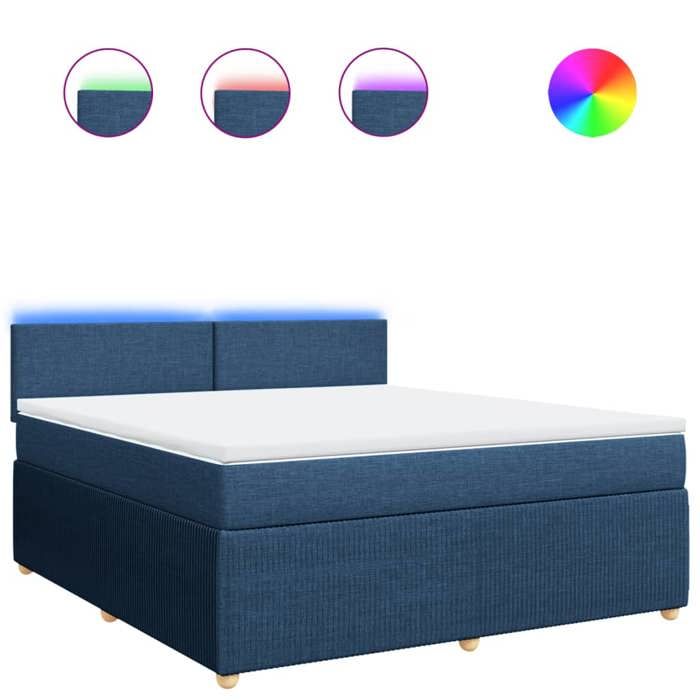 VidaXL Slat Bed Base with Mattress Blue 180x200 Cm Fabric 3289834
