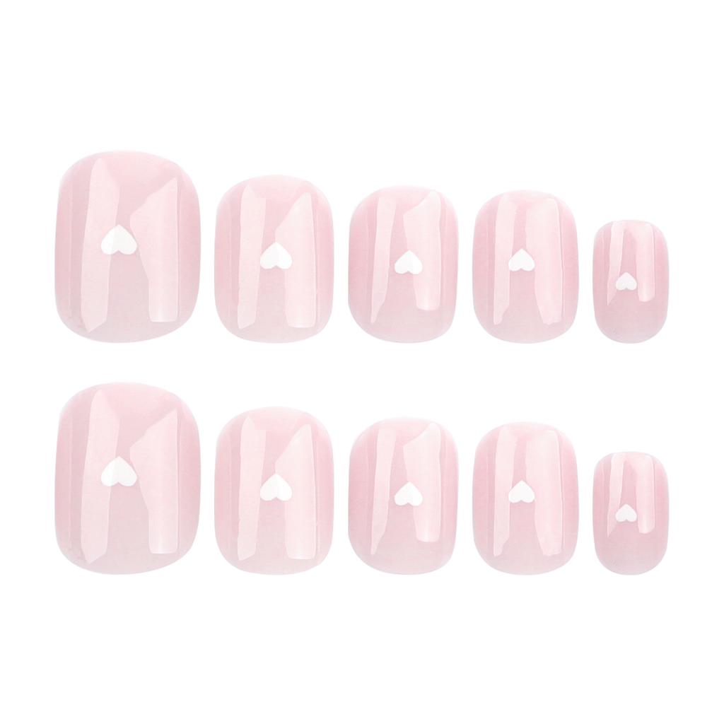24pcs nude nail art fake nail white small love wearable nails nails nails