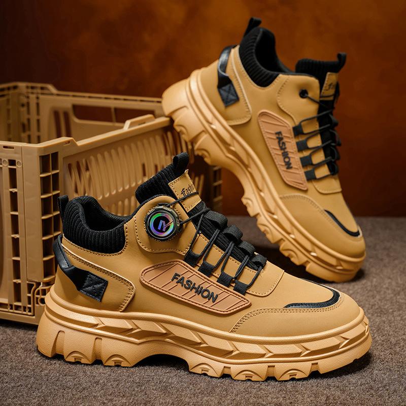 2025 Autumn Men's Shoes New High-top Martin Boots Men's British Retro Platform Tooling Shoes Casual Short Boots