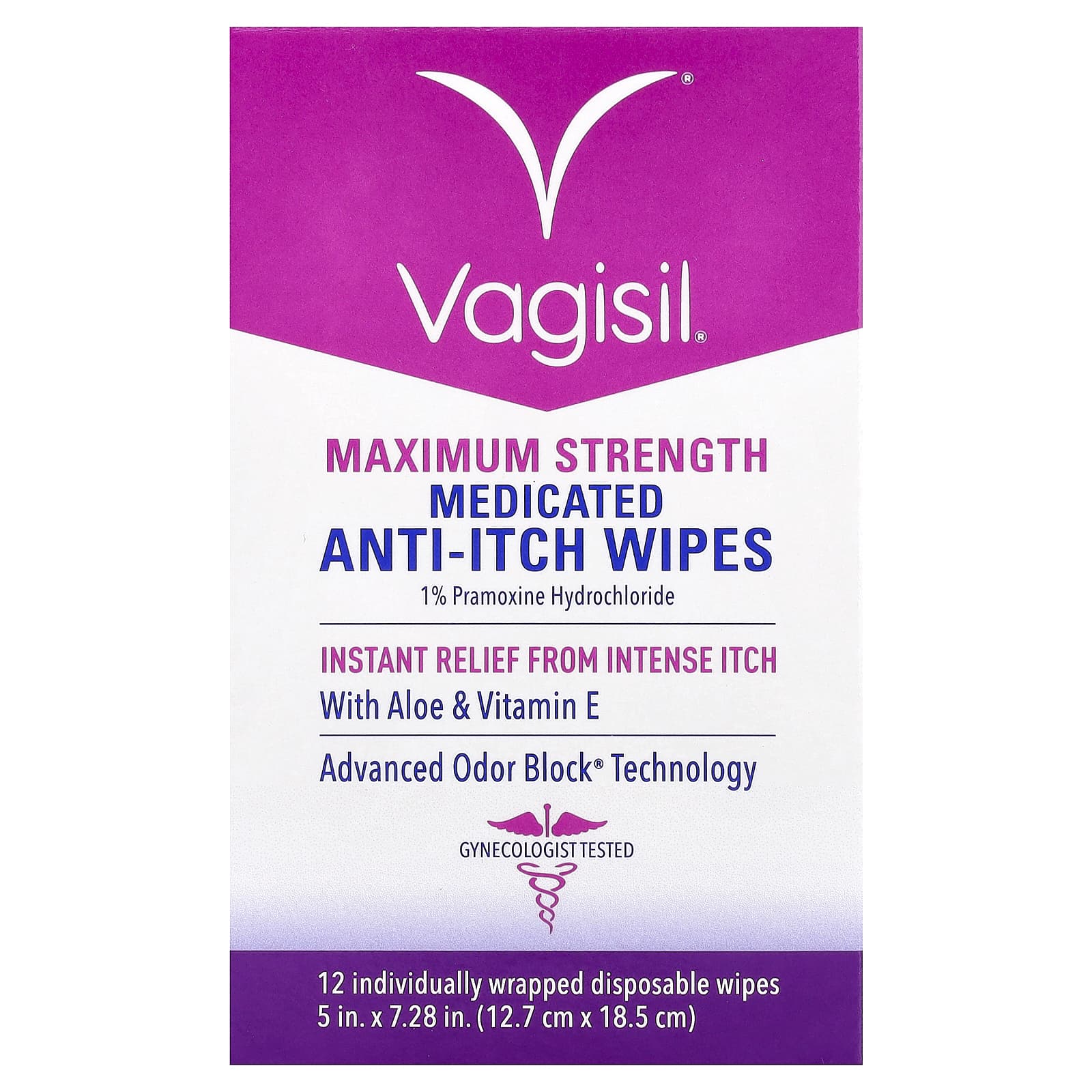 

Vagisil Medicated Anti-Itch Wipes, Maximum Strength, 12-Count Disposable Wipes