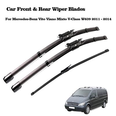 Conjunto para mercedes benz vito viano mixto v classe w639 2011 2012 2013 2014 lâminas de limpador dianteiro traseiro do carro pára-brisas