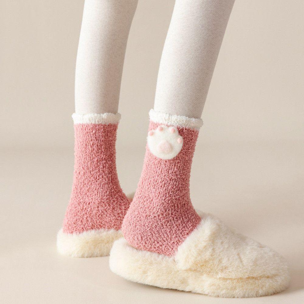 Christmas gift Comfortable Women Santa Claus High socks Cute Coral fleece Stocking Winter Warm