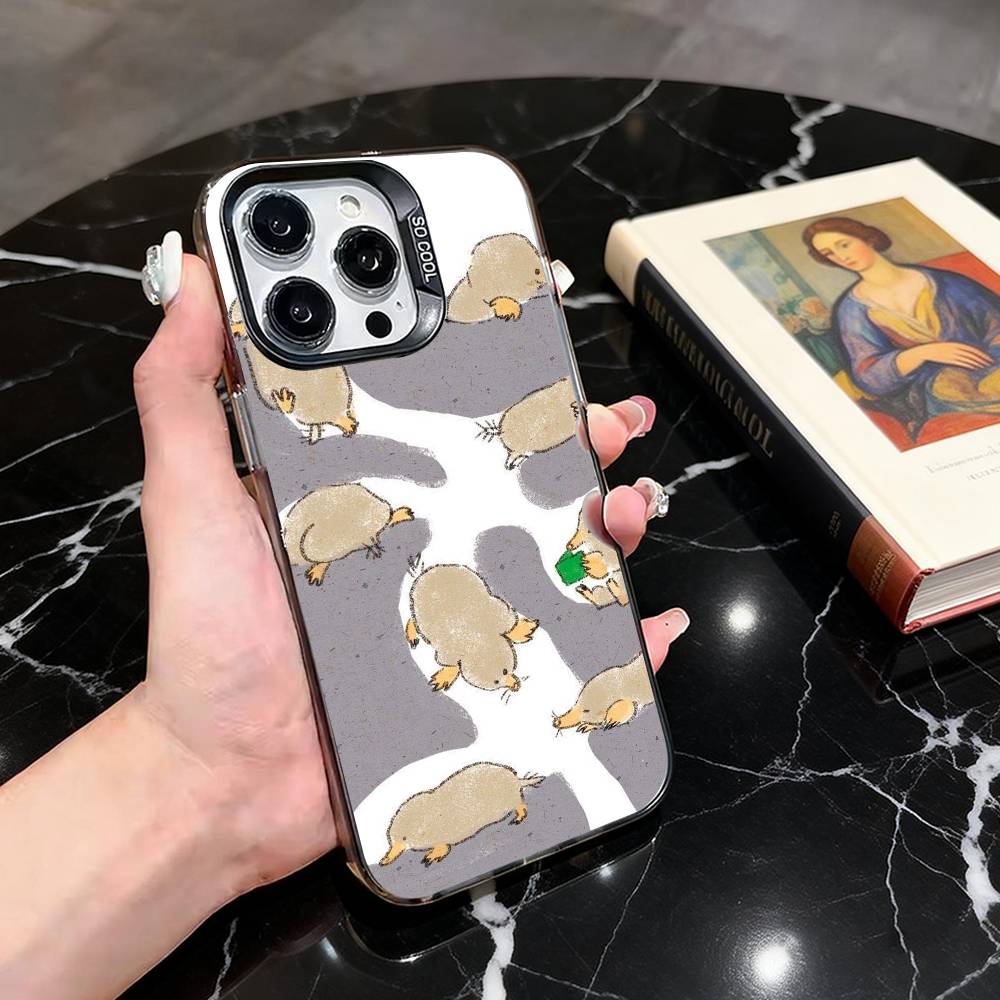 

Cartoon Littles Mole Phone Case For iPhone 17,16,15,14,13,12,11 Plus,Pro Max,XS,Colorful Silver Phone case Funda Cover iPhone12