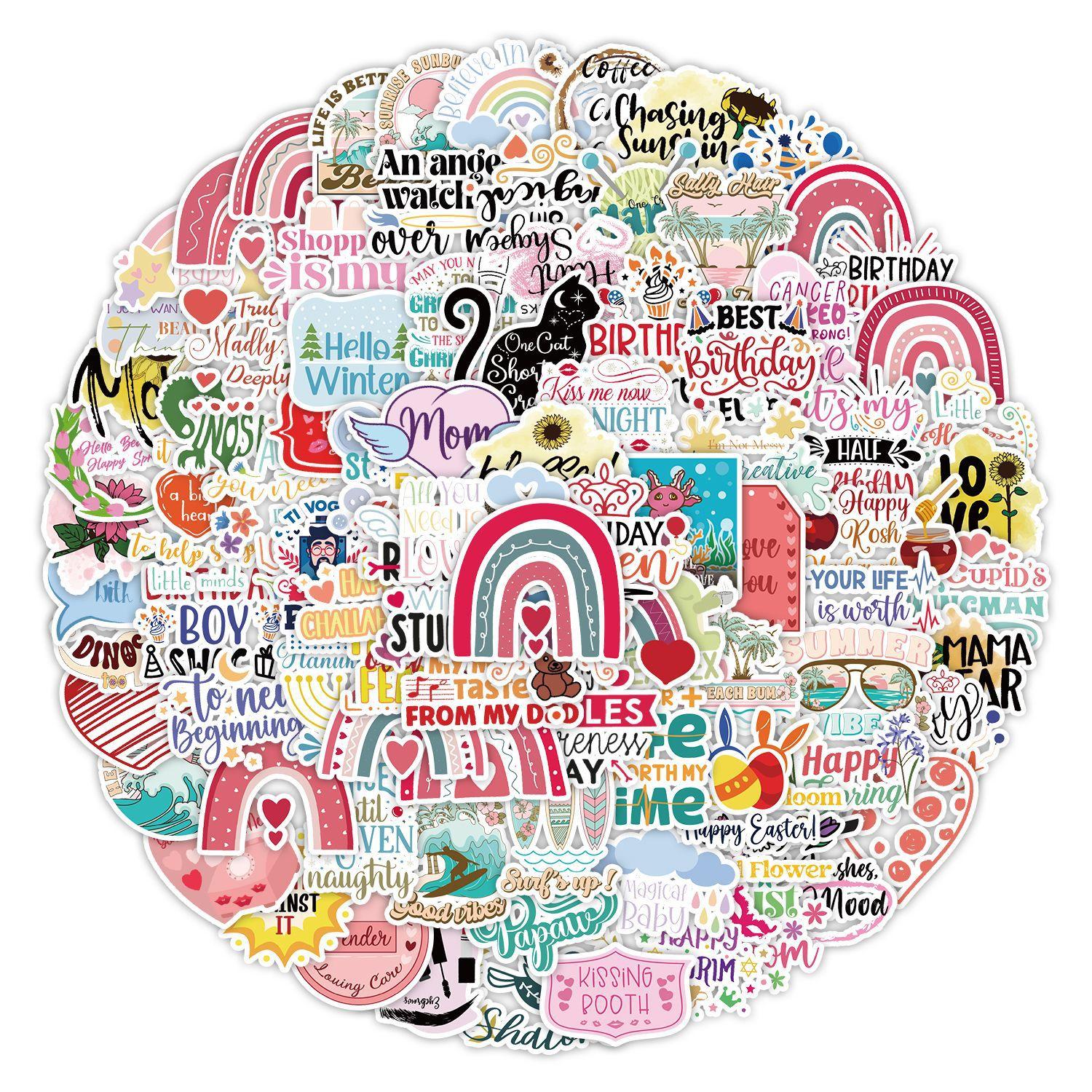 

100 English Phrases Graffiti Stickers Computer Mobile Phone Suitcase Decoration Stickers Waterproof Creative Stationery Stickers