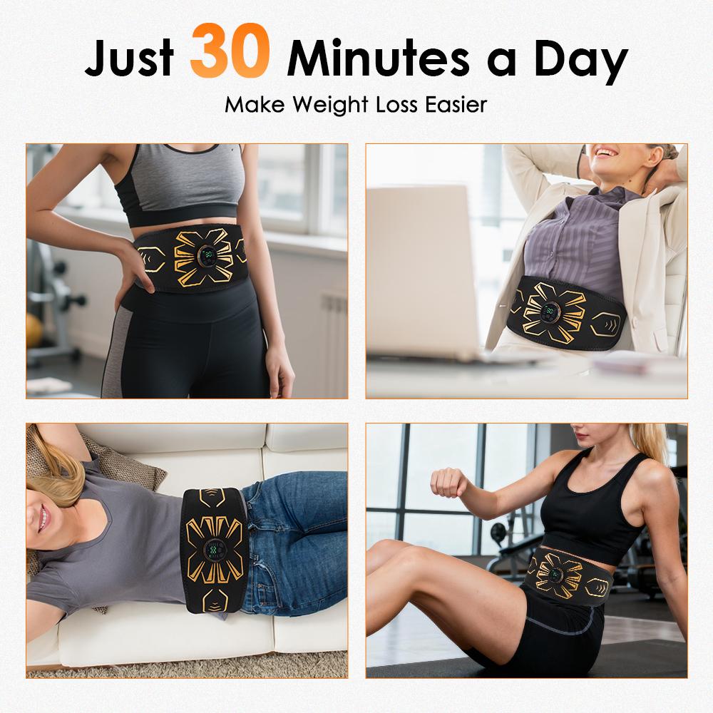Smart Muscle Toner Abdominal Toning Belt Abs Trainer Home Gym Training Fitness Equipment USB Rechargeable Body Massager