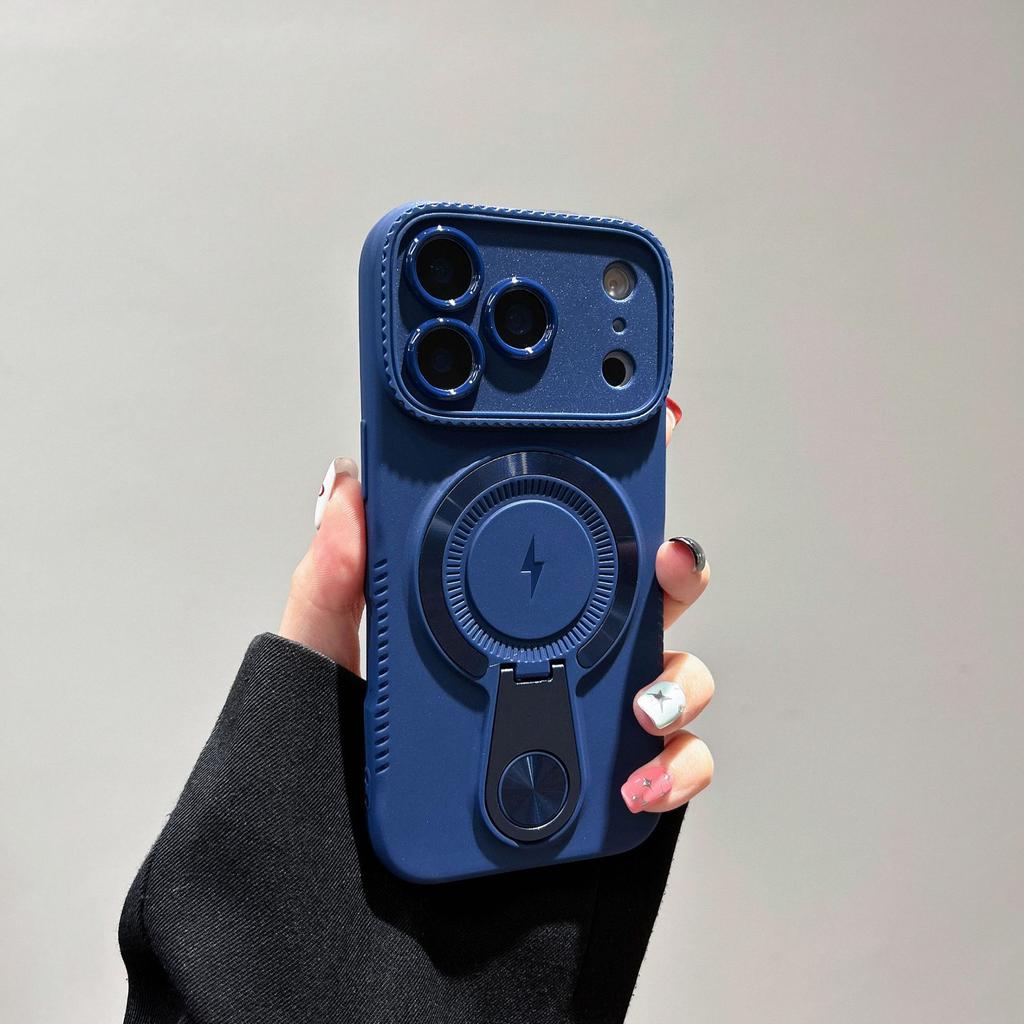 Applicable to iPhone17Pro mobile phone case magnetic suction bracket Apple 16Pro soft case 15 all-inclusive anti-drop 14 protective case