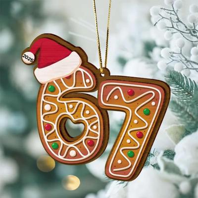 Six Seven Wooden Ornament Funny Teen Slang Christmas Tree Ornament Humor 67 Meme Gift for Teenagers