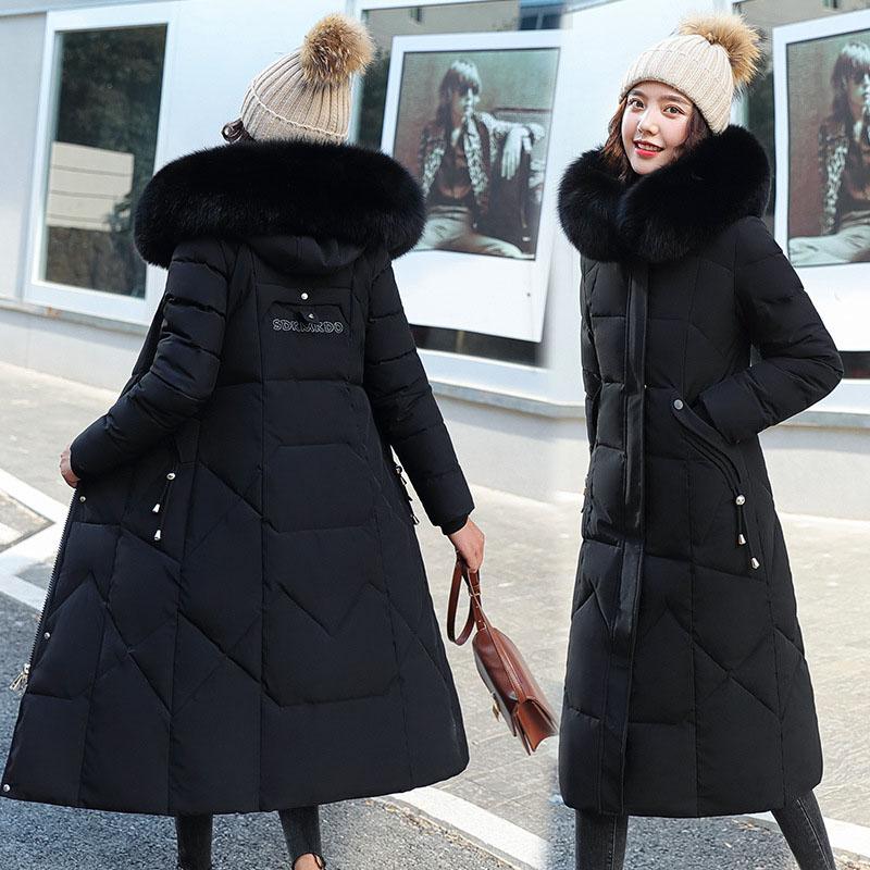 Down Cotton Coat Women Long Winter Puffer Parkas Thicken Warm Hooded Cotton Padded Jacket Zipper Overcoat