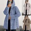 Fall Women's Clothing Solid Long Sleeve Hooded Loose Plush Coat for Women