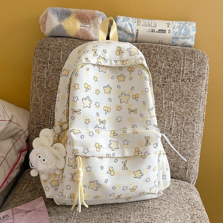 Schoolbag niche ins Mori backpack female large capacity junior high school high school student schoolbag cherry Korean version star print backpack