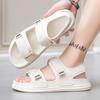 Fashion New Beige Unisex Sandals Solid Color Comfortable Lightweight Hook Loop Platform Sandals Outdoor Beach Sandals for Men