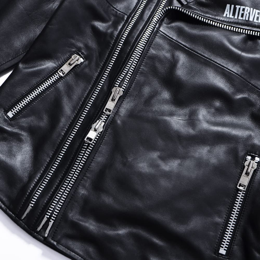 ALTER VENOMV Manoson JACKET Double Rider Jacket in Genuine Lamb Punk and Size S Men's Rider's Leather, Rock, Streetwear, V-Kei Style, (Black)