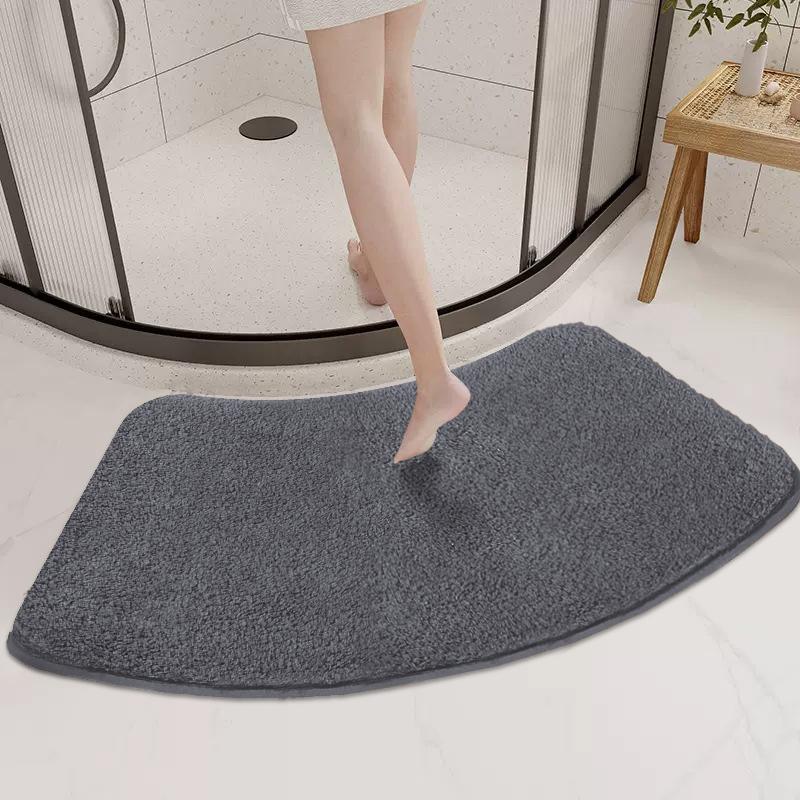 Solid Color Thickened Furry Arched Shower Room Absorbent Floor Mat Soft Fur Foot Mat Bathroom Mat Semicircular Non-Slip Mat Quality 400MMx1000MM