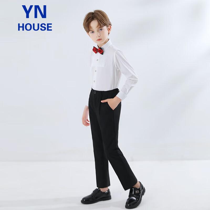 Yinuofang Children's Pants, Boys And Girls Suit Pants, Black, Children's Day Performance Costume, Host Tuxedo Formal Wear, Long Trousers