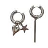 Contemporary Geometric Heart And Five Pointed Star and Long Bars Post Earrings Asymmetrical Ear Accessories