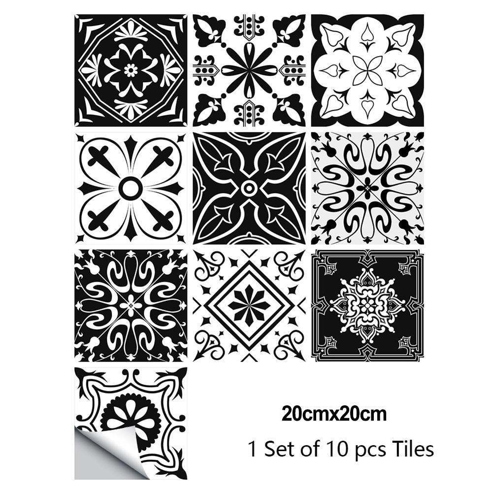10PCS Mosaic Tile Stickers Stick Bathroom Kitchen Home Wall Floor Self-adhesive Waterproof Wallpapers For Home Bathroom Decor
