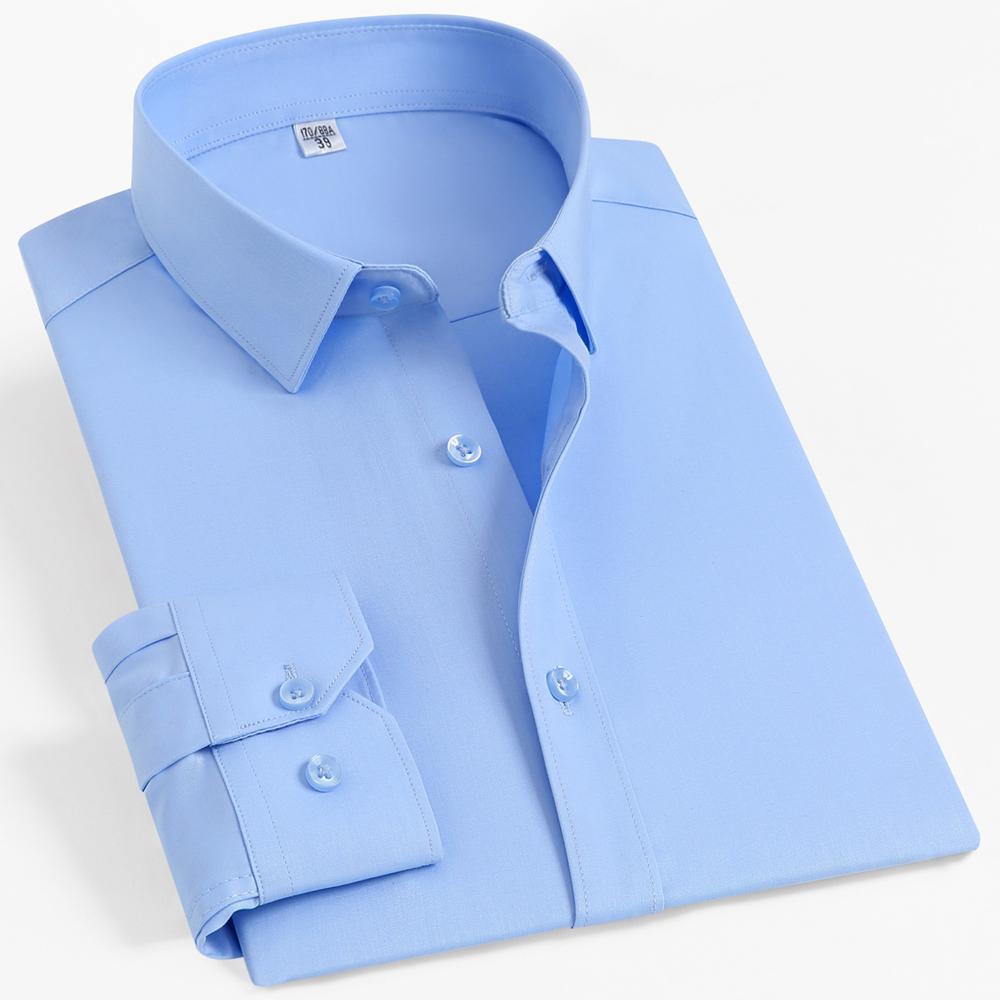 Pánská formální košile s dlouhým rukávem z bambusového vlákna nemačkavá, bez kapsy, pohodlná, prodyšná, připravená na obchodní jednání, regular střih, snadná péče