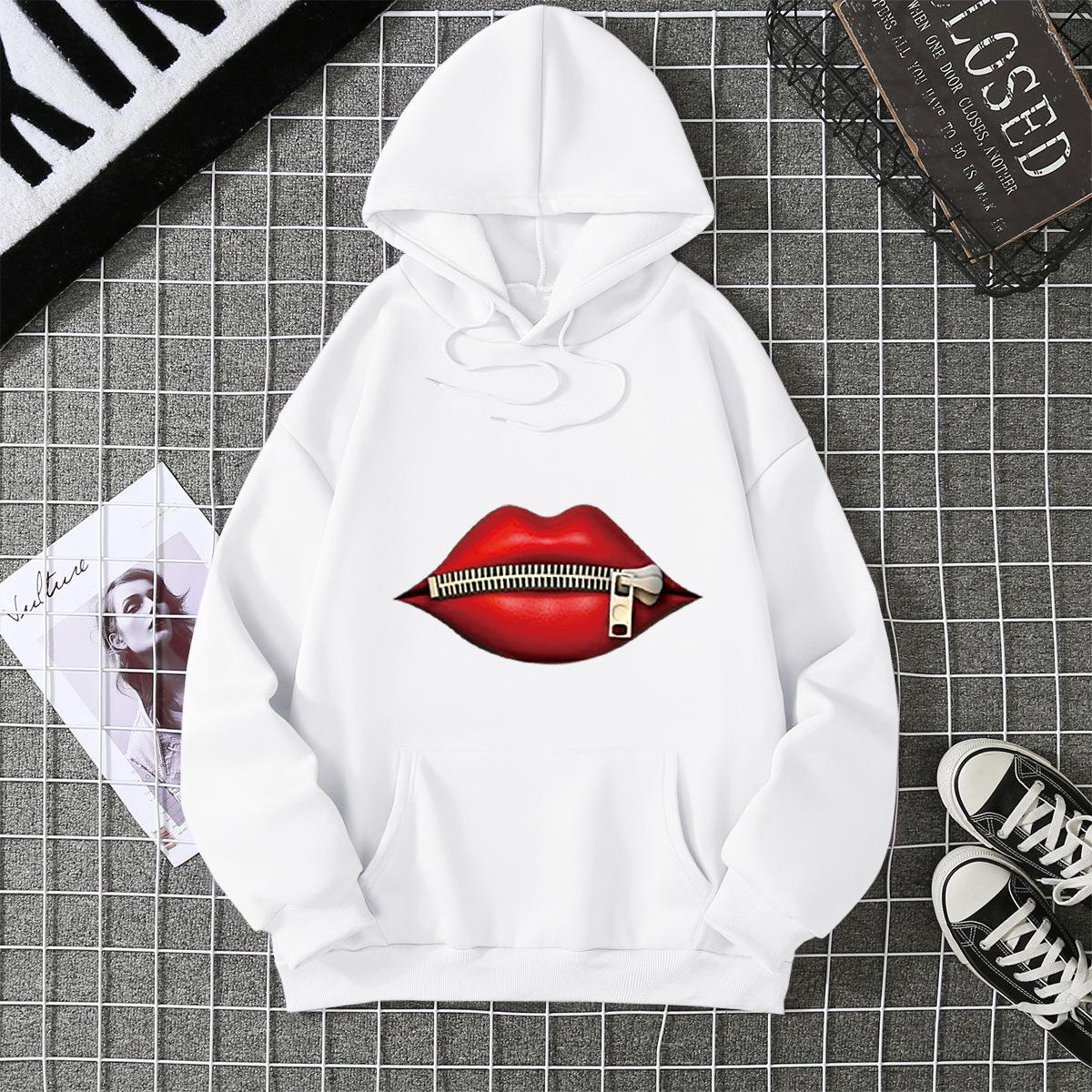 Large hooded autumn and winter new loose printed hoodie 7047 S