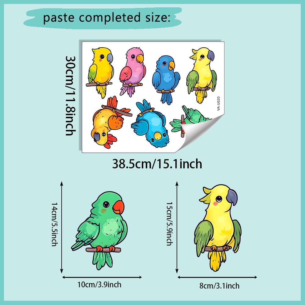 

Electrostatic UV Cartoon Parrot Bird Home Glass Decoration Beautification Self-Adhesive Wallpapers Bathroom Decor 30x38.5Cm