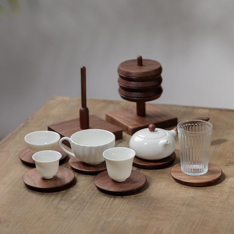 Black Walnut Solid Wood Coaster Thermal Insulation Wooden Coaster Household Anti-scalding Products Creative Decorative Ornament