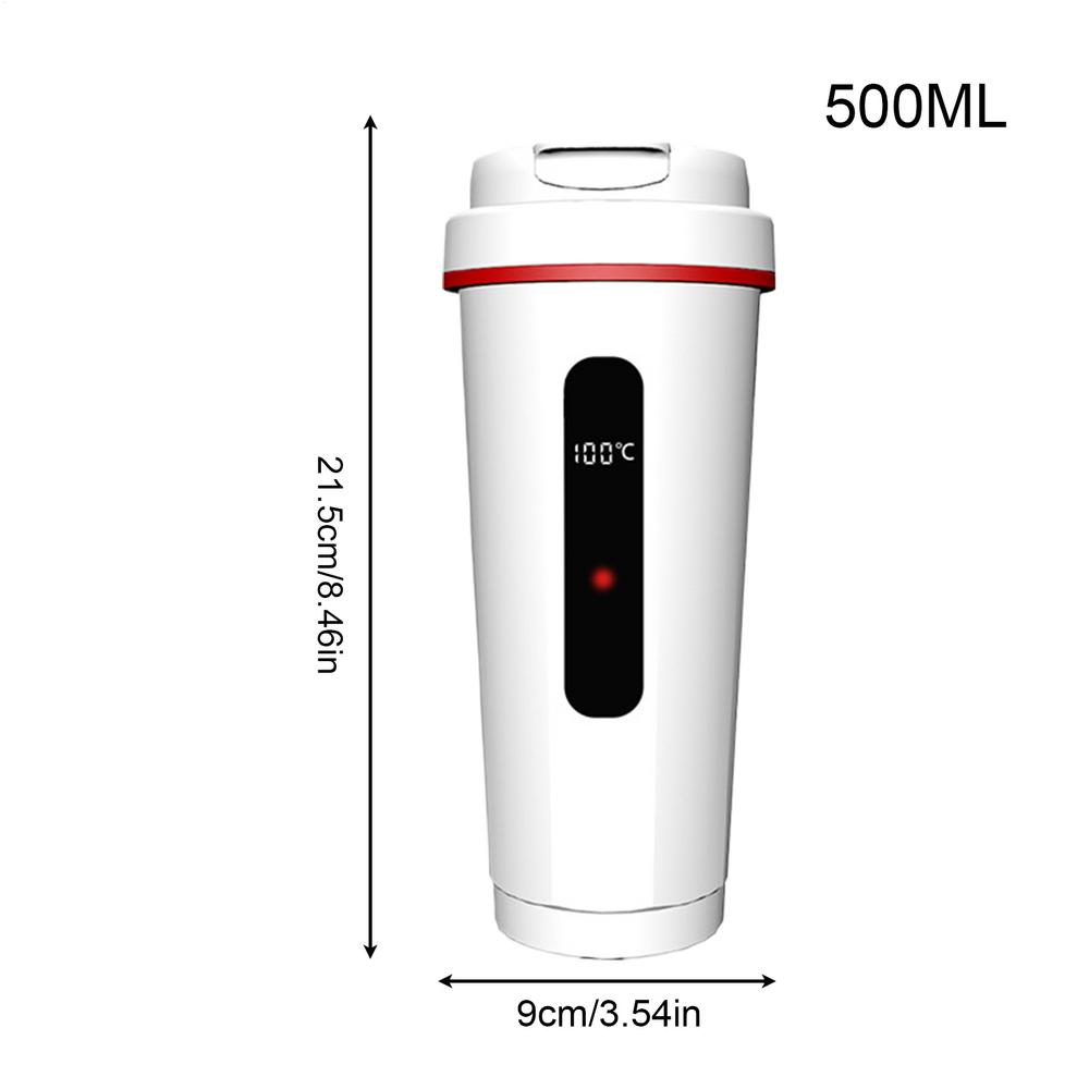 12V 500ml USB Electric Heating Car Kettle Camping Travel Kettle Water Coffee Milk Thermal Mug Auto Heating Cup Stainless Steel