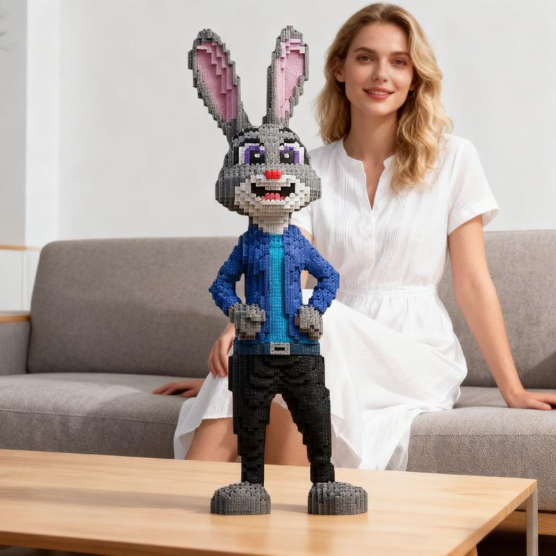 92cm Anime Judy Fox Nick Miniature Building Blocks Cartoon Zootopia 2 Model Ornament Toy Adult Children Surprise Gift