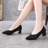 Breathable Rhinestone Cutout Mesh Shoes with Heels Summer 2025 Women's Round Head Soft Leather Sandals for Office Mom Wedding