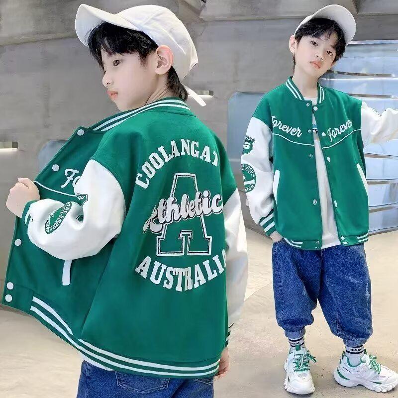 Boys' Trendy Autumn 2024 Street Style Baseball Jacket