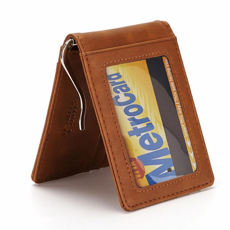 Multi Functional Mens Wallet RFID Card Holder Anti-theft Brush Multi Slot USD Money Clip Card Wallets