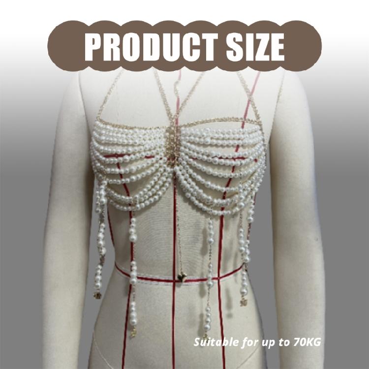 Dámské perlové korálkové třásně Pod krkem Crop top Body šperk Řetízek na hrudník Tílko Braletka Outfit do nočního klubu Párty