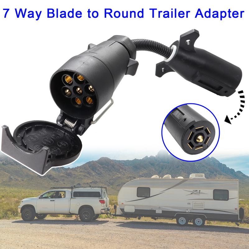

Round 7 Way to 7 Way Blade Trailer Adapter Towbar Towing Socket Plug Adapter Connector Vehicle RV Trailer Replacement Car Parts