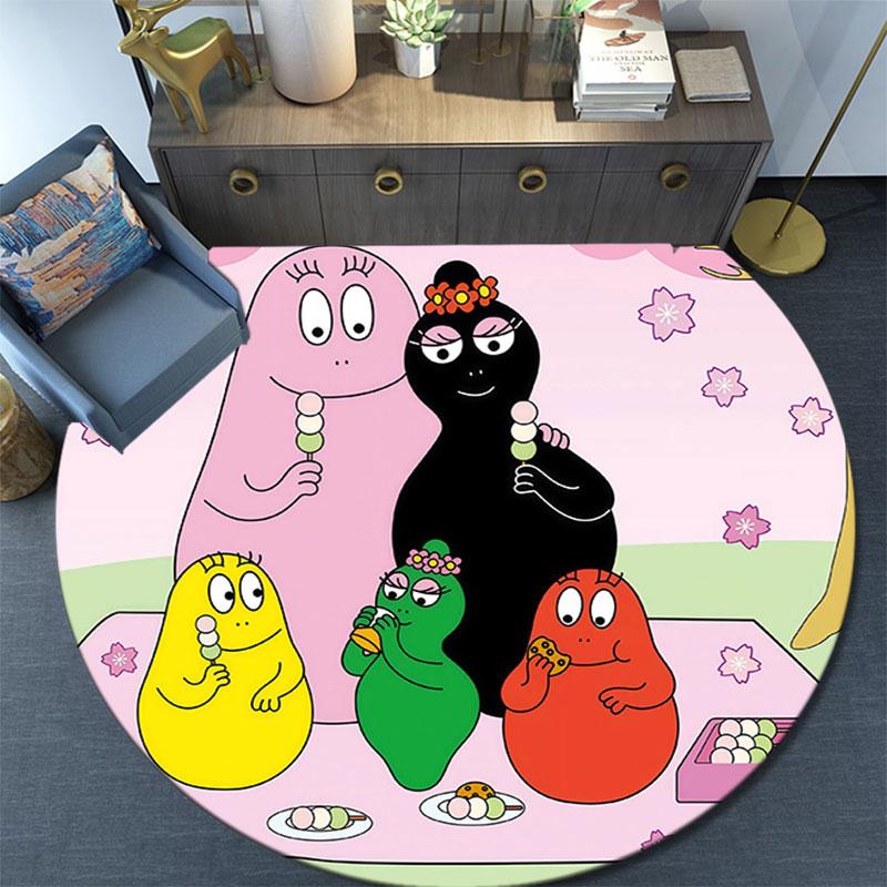 Barbapapa3,Round Area Rug,Carpet Rug for Living Room Bedroom Sofa Playroom Decor,Non-slip Floor Mat