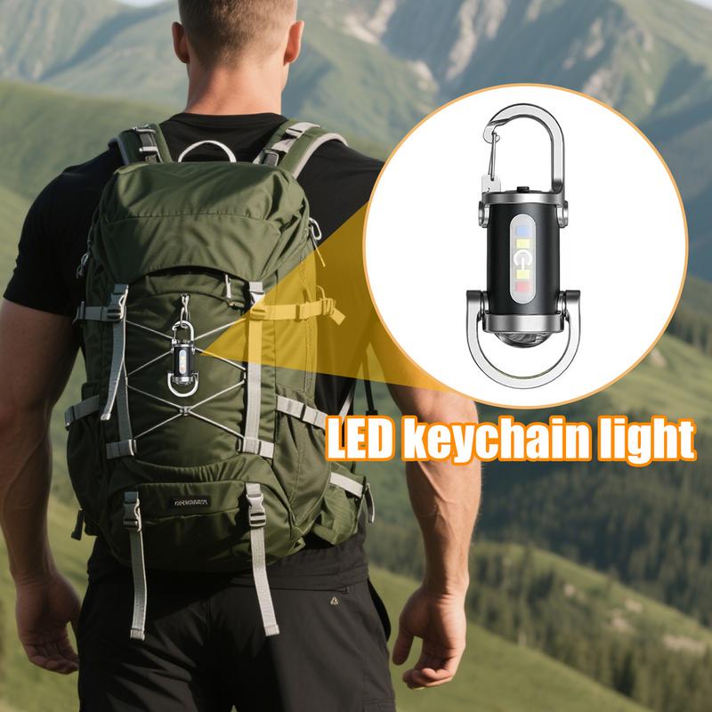 Bright Keychain Flashlight USB Charging Small Camping Flashlight Powerful LED Key Chain Lamp for Outdoor Survival Fishing Hiking