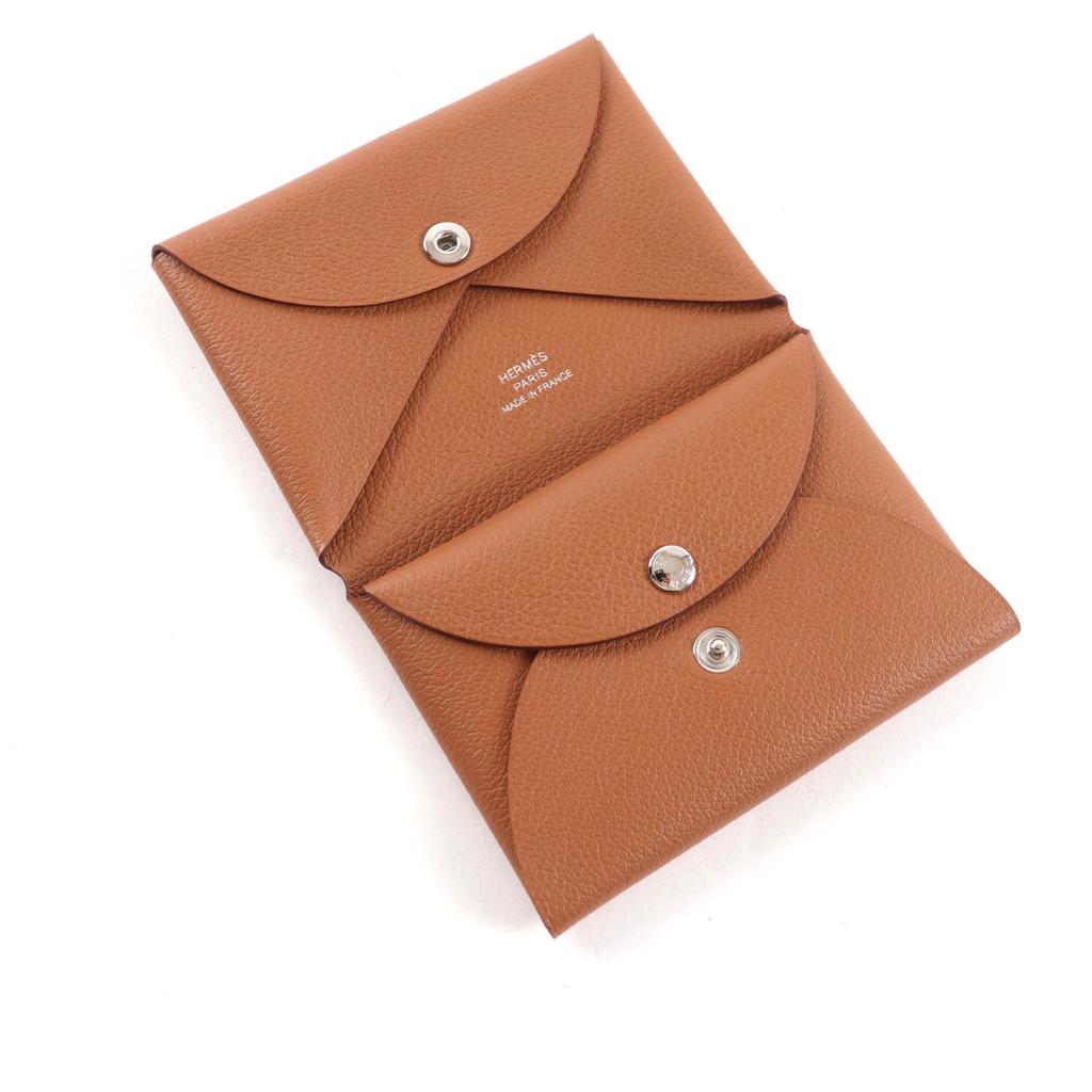 Pristine HERMES Coin case Calvi duo Evercolor Leather Women Used