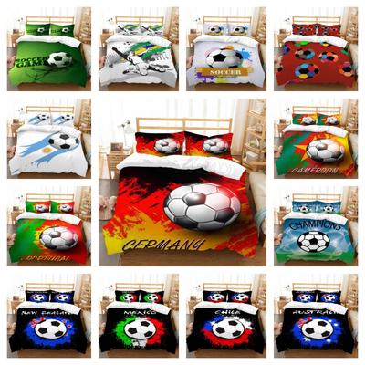 Home Bedclothes King Duvet Cover Set with Pillowcase Green Bedding Suit 3D Football Printed Bed Sets