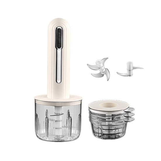 Electric Food Processor Rechargeable Meat Grinder with 2 Blades And 3 Bowls Portable Veggie Chopper Blender Kitchen Supplies