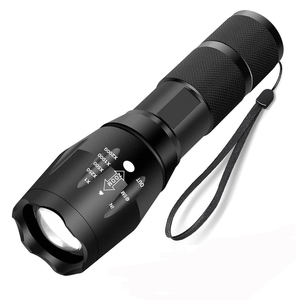 Waterproof LED Flashlight with Single and Convenient Powered by AAA Ideal for Night and Night Photography Powerful, Zoom, Mode, Switch, Batteries,