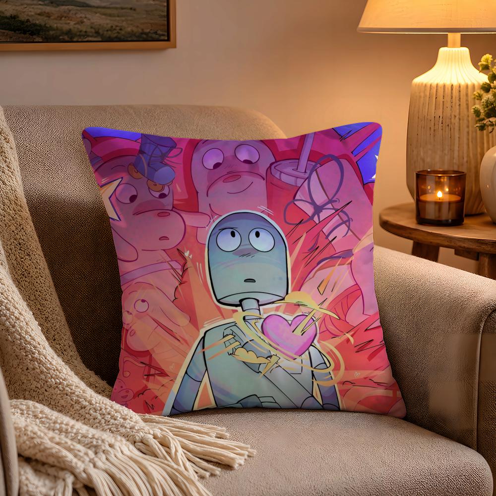 Healing RRobot Dreams Anime Cushion Cover Soft Plush Cushion Cover Double Print And Invisible Zipper For Sofa Home Car Use